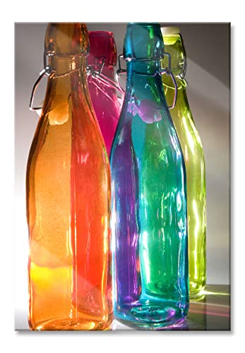 Pixxprint Glasbild | Wandbild aus Echtglas | bunte Glasflaschen | 60x80 cm | inkl. Aufhängung und Abstandshalter von Pixxprint