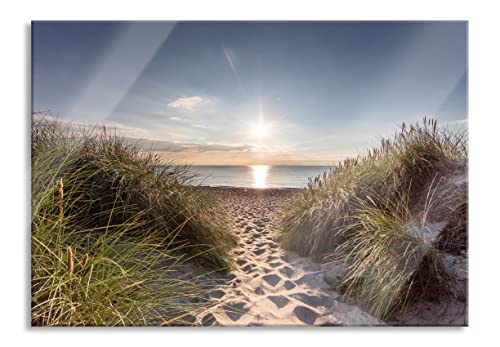 Pixxprint Glasbild | Wandbild aus Echtglas | der Weg ins Meer | 100x70 cm | inkl. Aufhängung und Abstandshalter von Pixxprint