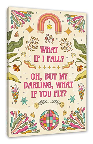 Pixxprint Hippie Art - What if I fall? als Leinwandbild | Größe: 100x70 cm | Wandbild | Kunstdruck | fertig bespannt von Pixxprint