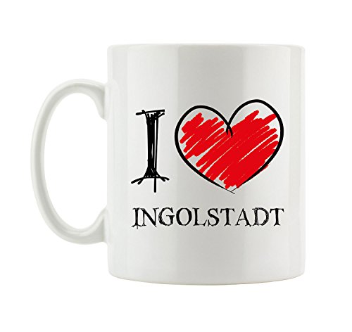 Pixxprint I Love Ingolstadt Fun Tasse, ca. 300ml Fassungsvermögen, Keramik Weiß, Spülmaschinenfest von Pixxprint