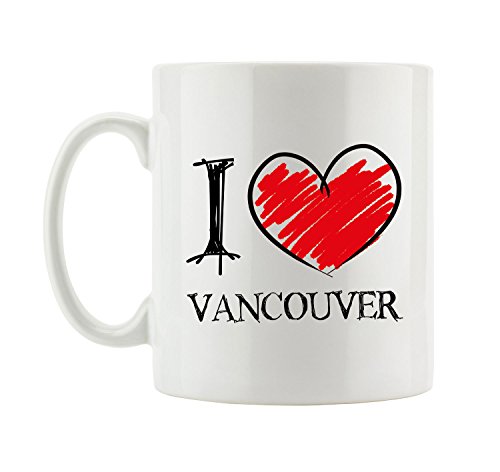 Pixxprint I Love Vancouver Fun Tasse, ca. 300ml Fassungsvermögen, Keramik Weiß, Spülmaschinenfest von Pixxprint