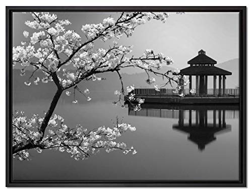 Pixxprint Kirschbaum an See Leinwandbild 80x60 cm im Bilderahmen, Wandbild, Schattenfugenrahmen, Kein Poster Pixxprint Kirschbaum an See Leinwandbild 80x60 cm im Bilderahmen, Wandbild, Schattenfugenrahmen, Kein Poster von Pixxprint