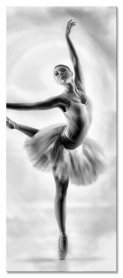 Pixxprint Glasbild Ästhetische Ballerina, Ästhetische Ballerina (1 St), Glasbild aus Echtglas, inkl. Aufhängungen und Abstandshalter von Pixxprint