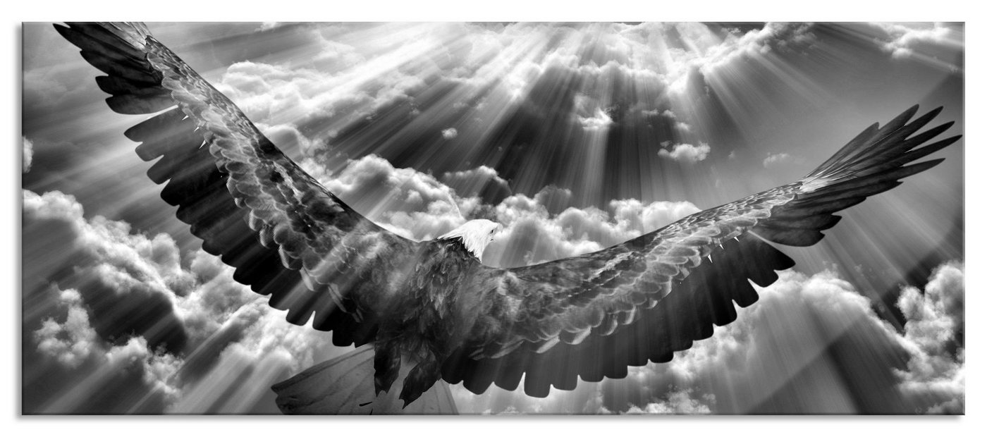 Pixxprint Glasbild Adler über den Wolken, Adler über den Wolken (1 St), Glasbild aus Echtglas, inkl. Aufhängungen und Abstandshalter von Pixxprint