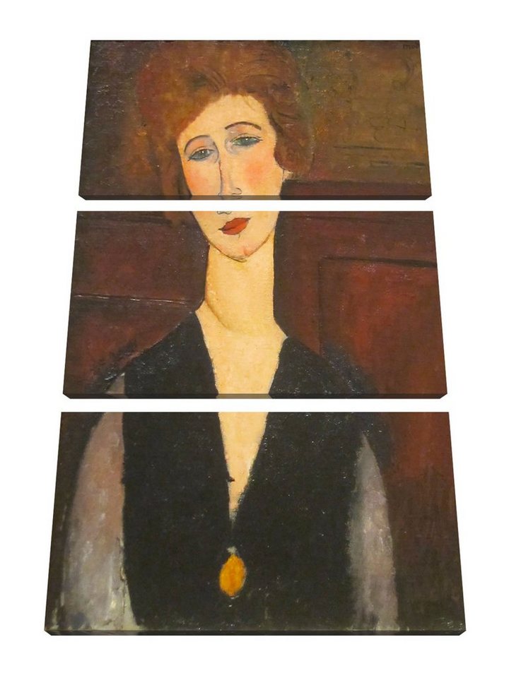 Pixxprint Leinwandbild Amedeo Modigliani - Portrait einer Frau, Amedeo Modigliani - Portrait einer Frau 3Teiler (120x80) (1 St), Leinwandbild fertig bespannt, inkl. Zackenaufhänger von Pixxprint