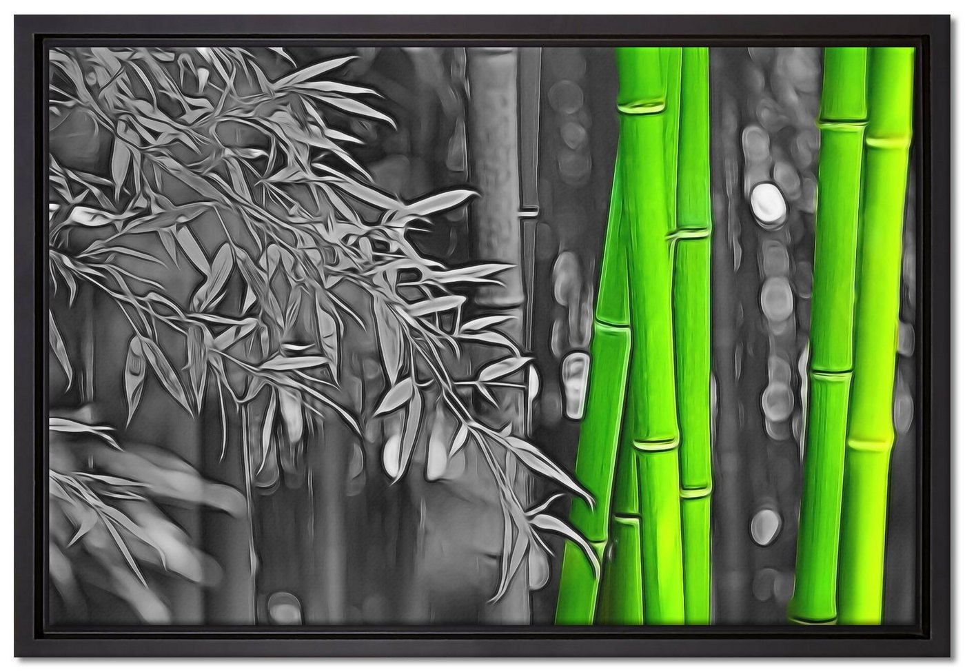 Pixxprint Leinwandbild Bambus, Wanddekoration (1 St), Leinwandbild fertig bespannt, in einem Schattenfugen-Bilderrahmen gefasst, inkl. Zackenaufhänger von Pixxprint
