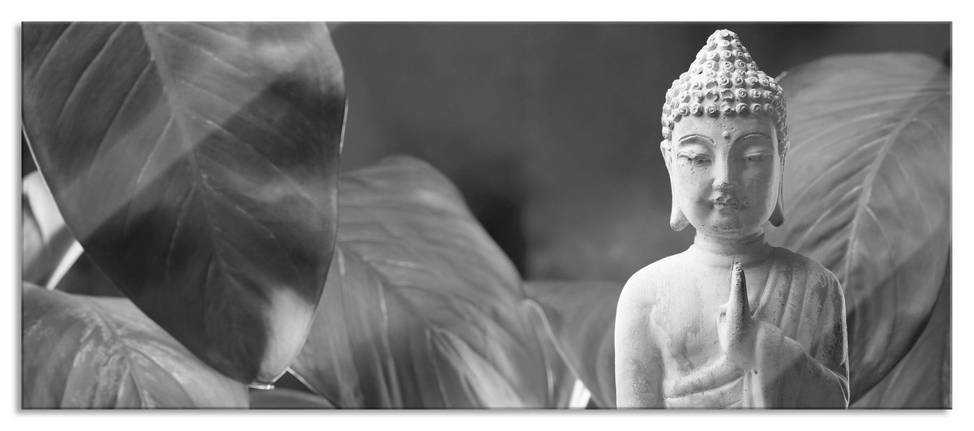 Pixxprint Glasbild Buddha mit Seerose, Buddha mit Seerose (1 St), Glasbild aus Echtglas, inkl. Aufhängungen und Abstandshalter von Pixxprint
