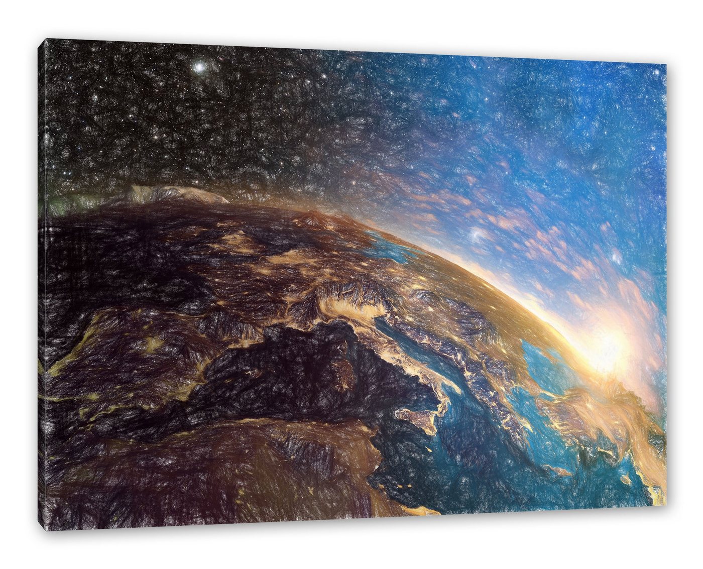 Pixxprint Leinwandbild Erde im Weltall, Erde im Weltall (1 St), Leinwandbild fertig bespannt, inkl. Zackenaufhänger von Pixxprint