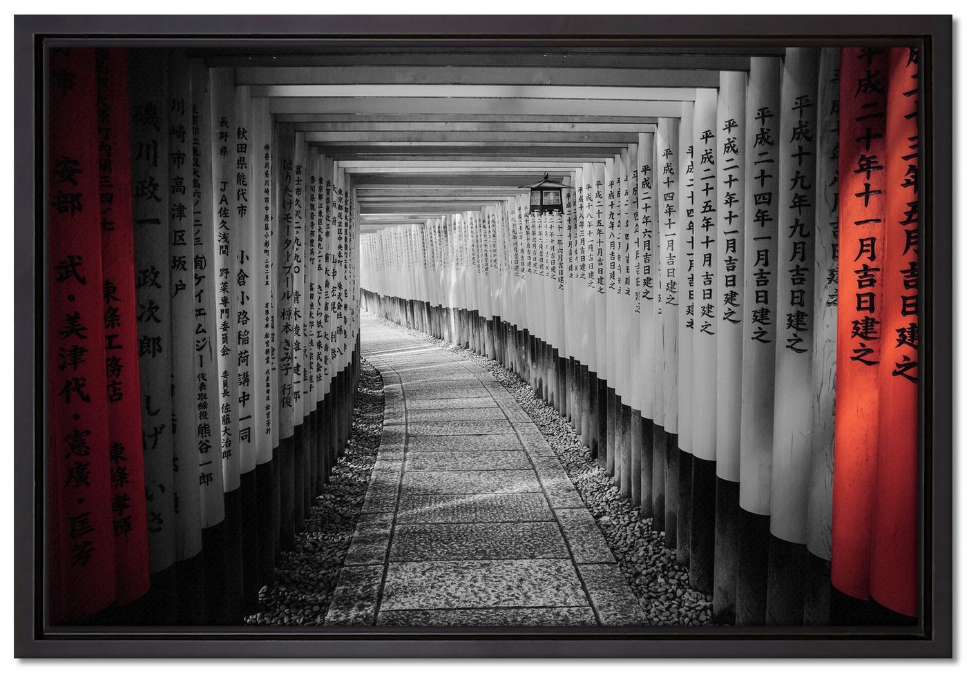 Pixxprint Leinwandbild Gebetsgang, Wanddekoration (1 St), Leinwandbild fertig bespannt, in einem Schattenfugen-Bilderrahmen gefasst, inkl. Zackenaufhänger von Pixxprint