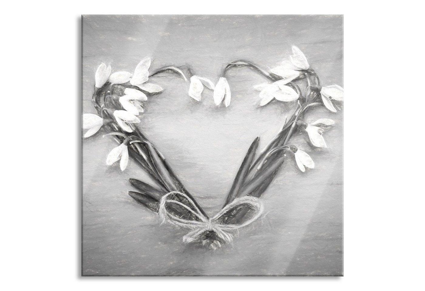 Pixxprint Glasbild Herz aus Blumen Kunst, Herz aus Blumen Kunst (1 St), Glasbild aus Echtglas, inkl. Aufhängungen und Abstandshalter von Pixxprint