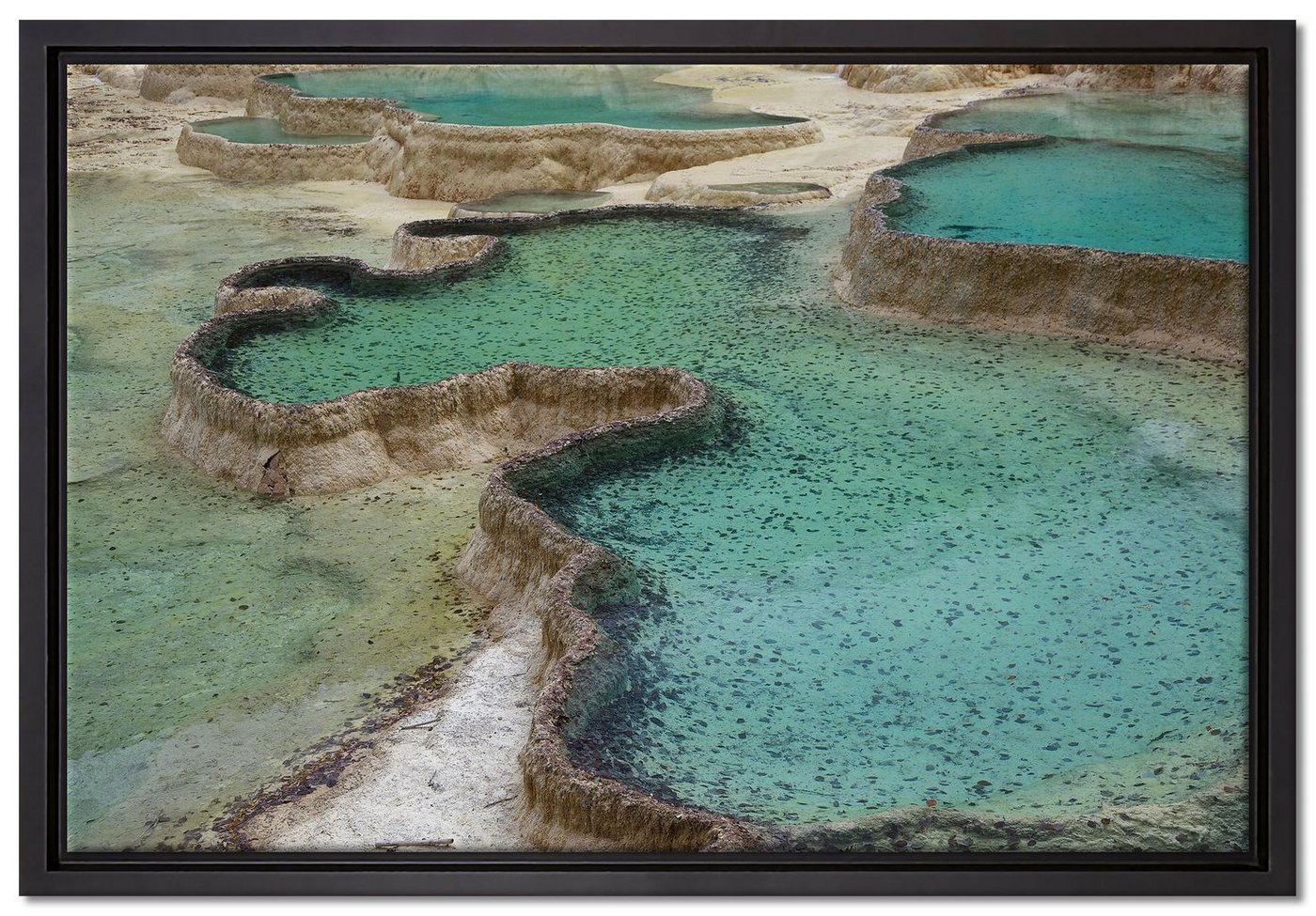 Pixxprint Leinwandbild Kalksteinterasse, Wanddekoration (1 St), Leinwandbild fertig bespannt, in einem Schattenfugen-Bilderrahmen gefasst, inkl. Zackenaufhänger von Pixxprint