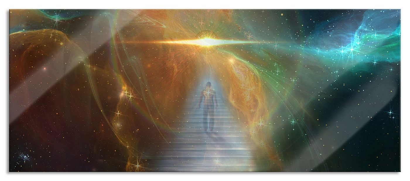 Pixxprint Glasbild Kosmische Treppe in die Galaxis, Kosmische Treppe in die Galaxis (1 St), Glasbild aus Echtglas, inkl. Aufhängungen und Abstandshalter von Pixxprint