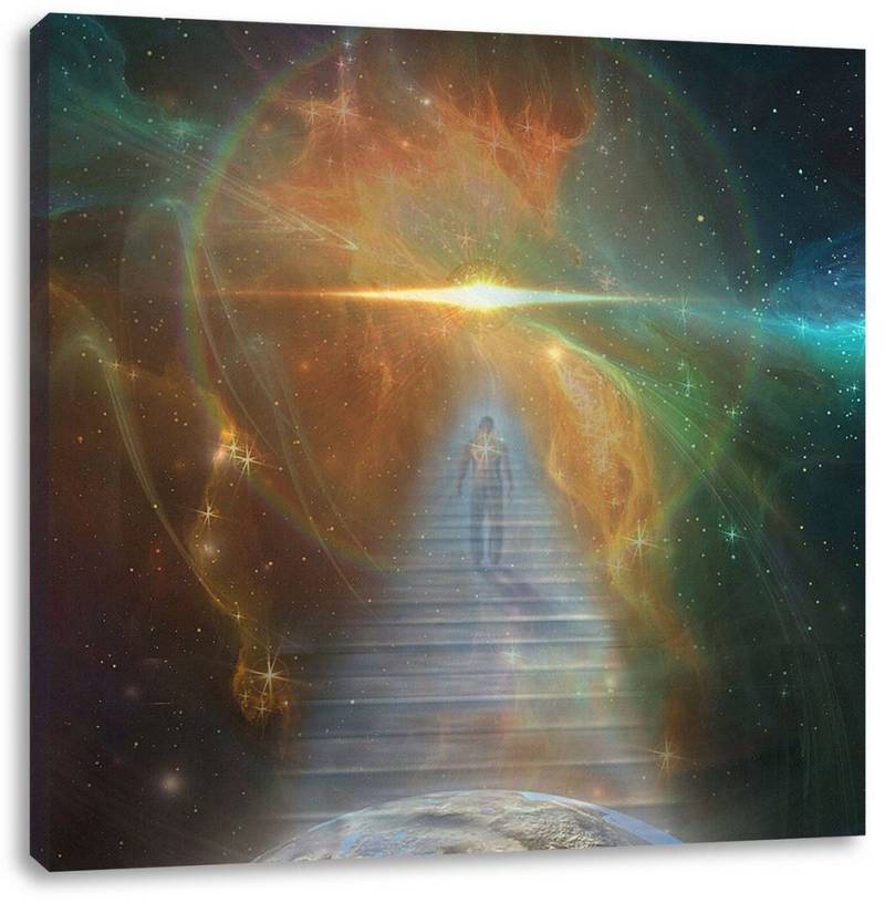 Pixxprint Leinwandbild Kosmische Treppe in die Galaxis, Kosmische Treppe in die Galaxis (1 St), Leinwandbild fertig bespannt, inkl. Zackenaufhänger von Pixxprint