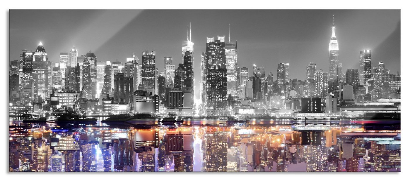 Pixxprint Glasbild Manhattan Skyline, Manhattan Skyline (1 St), Glasbild aus Echtglas, inkl. Aufhängungen und Abstandshalter von Pixxprint