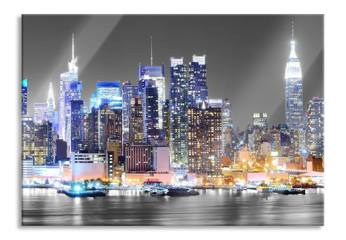 Pixxprint Glasbild New York Skyline, New York Skyline (1 St), Glasbild aus Echtglas, inkl. Aufhängungen und Abstandshalter von Pixxprint