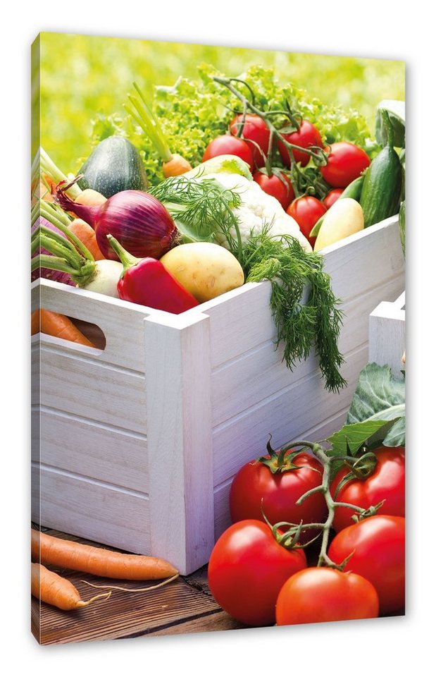Pixxprint Leinwandbild Obst Gemüse Gurke Tomaten, Obst Gemüse Gurke Tomaten (1 St), Leinwandbild fertig bespannt, inkl. Zackenaufhänger von Pixxprint