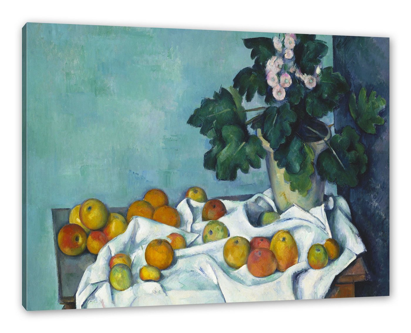 Pixxprint Leinwandbild Paul Cézanne - Stillleben mit Äpfeln und einem Topf, Paul Cézanne - Stillleben mit Äpfeln und einem Topf (1 St), Leinwandbild fertig bespannt, inkl. Zackenaufhänger von Pixxprint