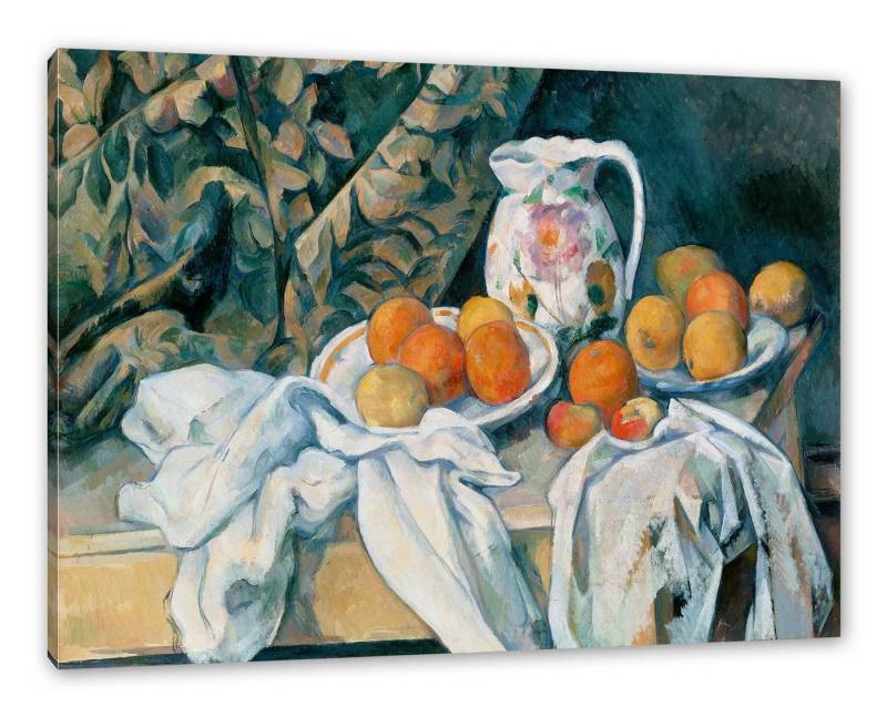Pixxprint Leinwandbild Paul Cézanne - Stillleben mit Vorhang, Paul Cézanne - Stillleben mit Vorhang (1 St), Leinwandbild fertig bespannt, inkl. Zackenaufhänger von Pixxprint