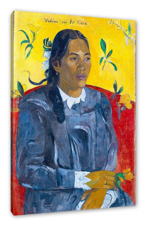 Pixxprint Leinwandbild Paul Gauguin - Frau mit Blume, Paul Gauguin - Frau mit Blume (1 St), Leinwandbild fertig bespannt, inkl. Zackenaufhänger von Pixxprint