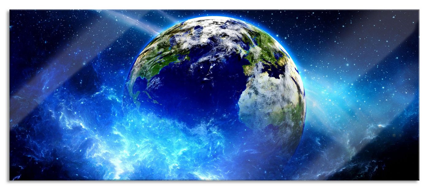 Pixxprint Glasbild Planet Erde, Planet Erde (1 St), Glasbild aus Echtglas, inkl. Aufhängungen und Abstandshalter von Pixxprint