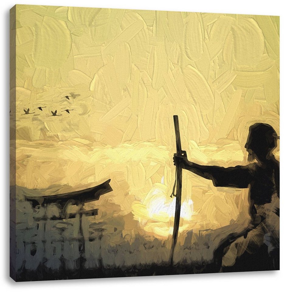 Samurai-Meister vor Horizont 3-Teiler Leinwandbild Wanddeko Kunstdruck