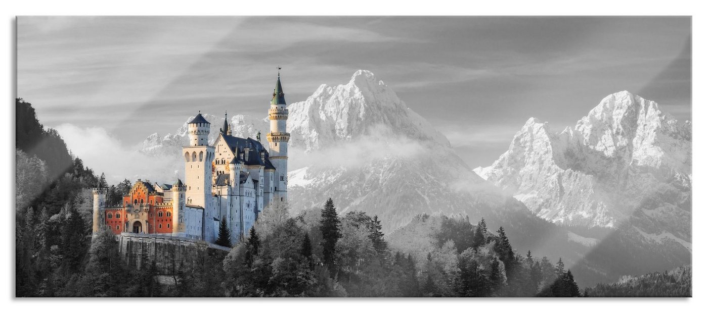 Pixxprint Glasbild Schloss Neuschwanstein, Schloss Neuschwanstein (1 St), Glasbild aus Echtglas, inkl. Aufhängungen und Abstandshalter von Pixxprint