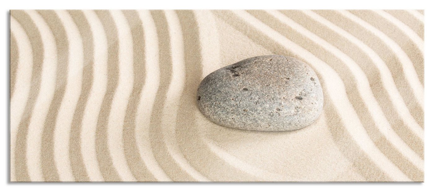 Pixxprint Glasbild Steine in Sand mit Muster, Steine in Sand mit Muster (1 St), Glasbild aus Echtglas, inkl. Aufhängungen und Abstandshalter von Pixxprint