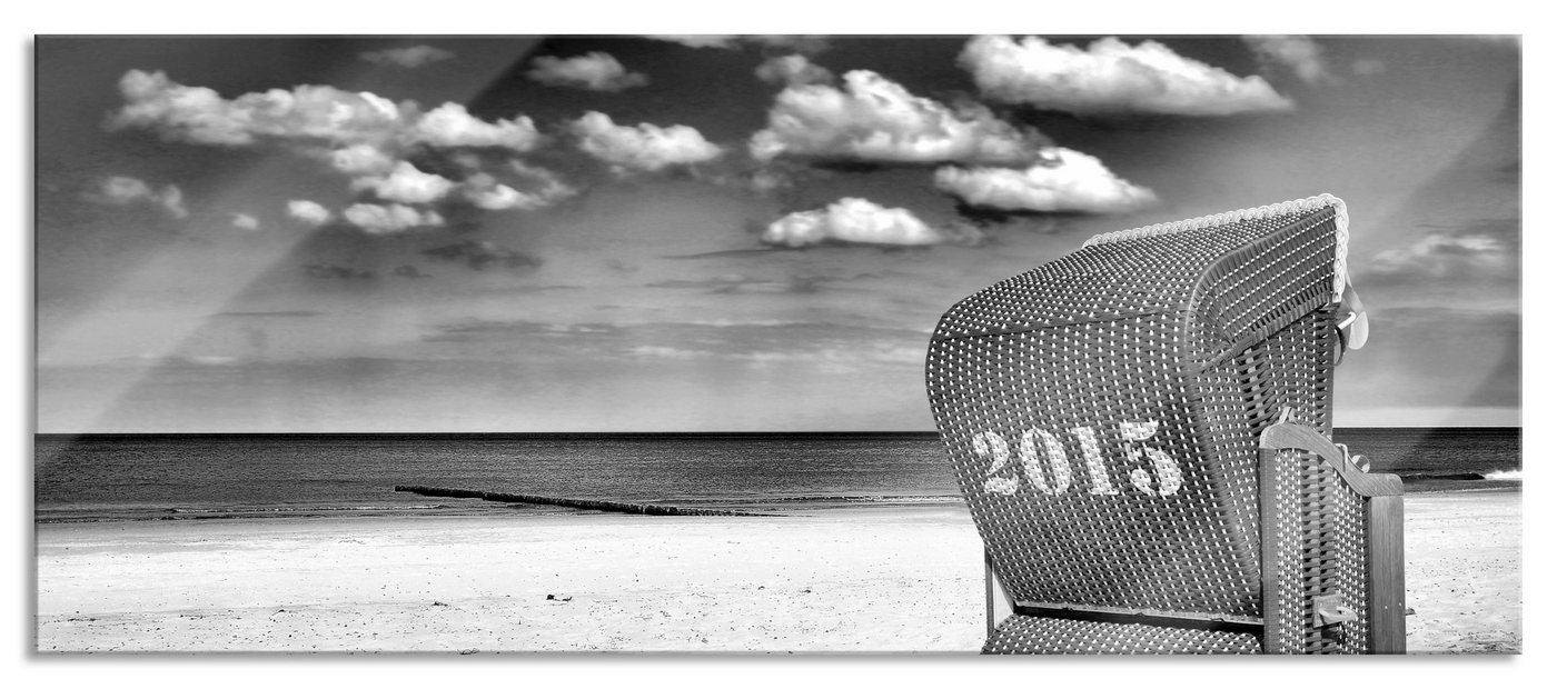 Pixxprint Glasbild Strandkorb an der Nordsee, Strandkorb an der Nordsee (1 St), Glasbild aus Echtglas, inkl. Aufhängungen und Abstandshalter von Pixxprint