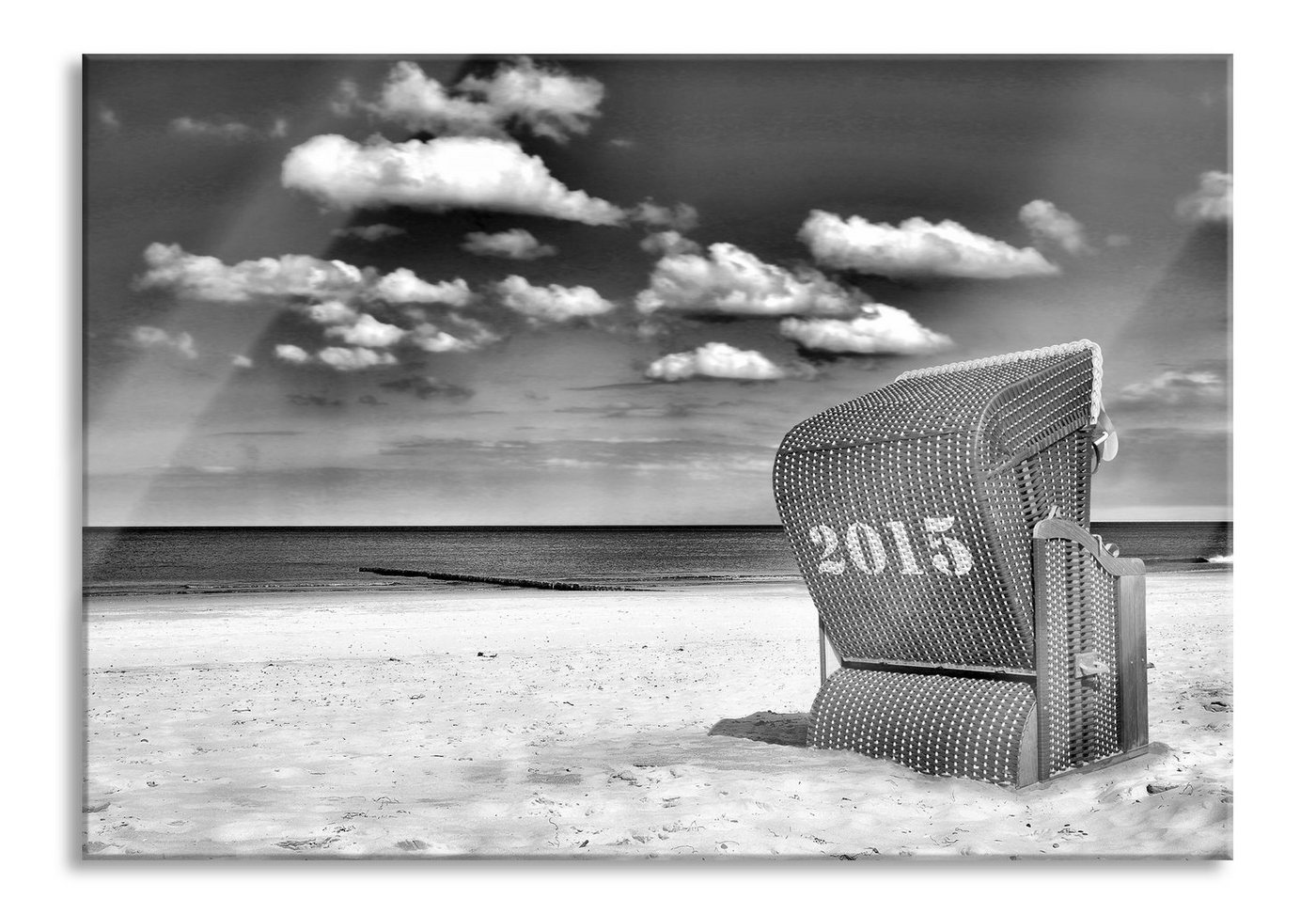 Pixxprint Glasbild Strandkorb an der Nordsee, Strandkorb an der Nordsee (1 St), Glasbild aus Echtglas, inkl. Aufhängungen und Abstandshalter von Pixxprint