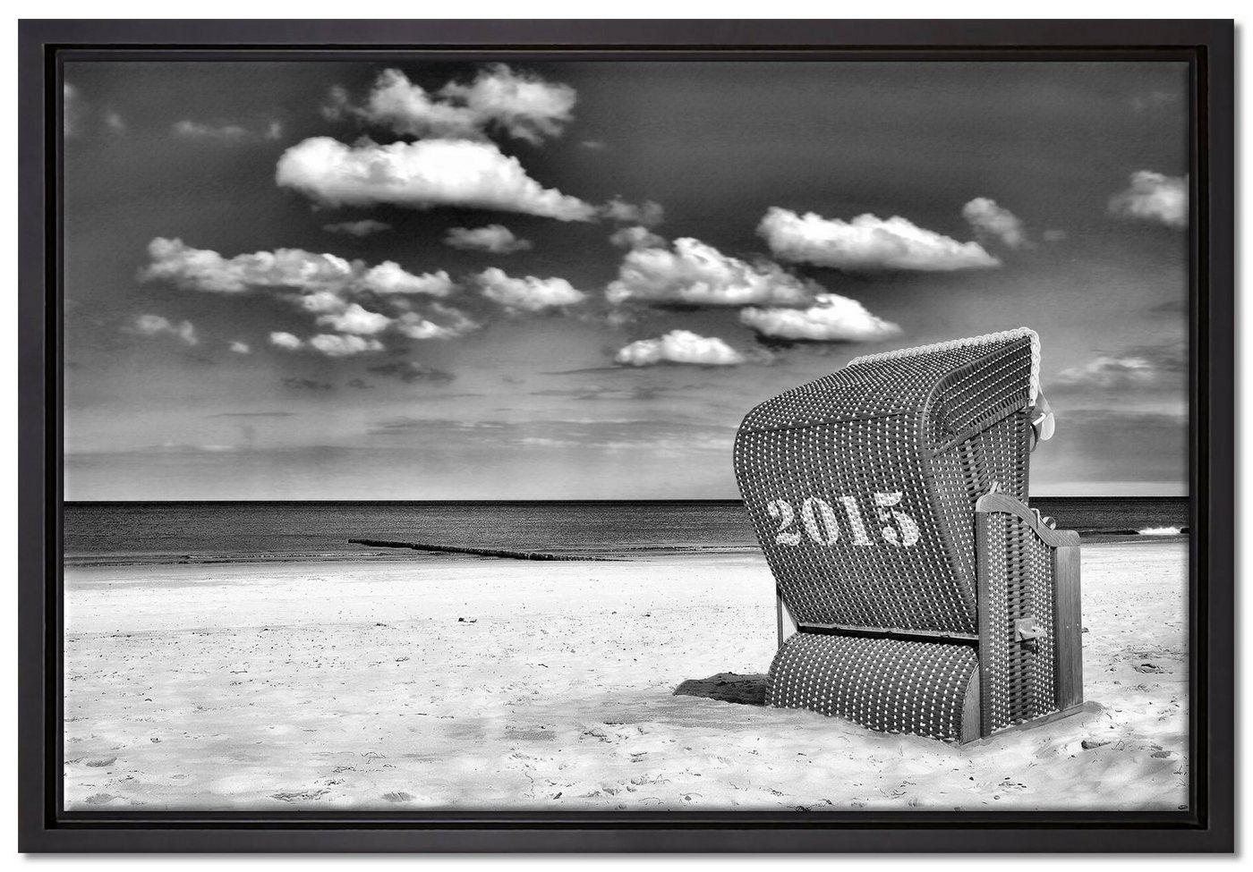 Pixxprint Leinwandbild Strandkorb an der Nordsee, Wanddekoration (1 St), Leinwandbild fertig bespannt, in einem Schattenfugen-Bilderrahmen gefasst, inkl. Zackenaufhänger von Pixxprint