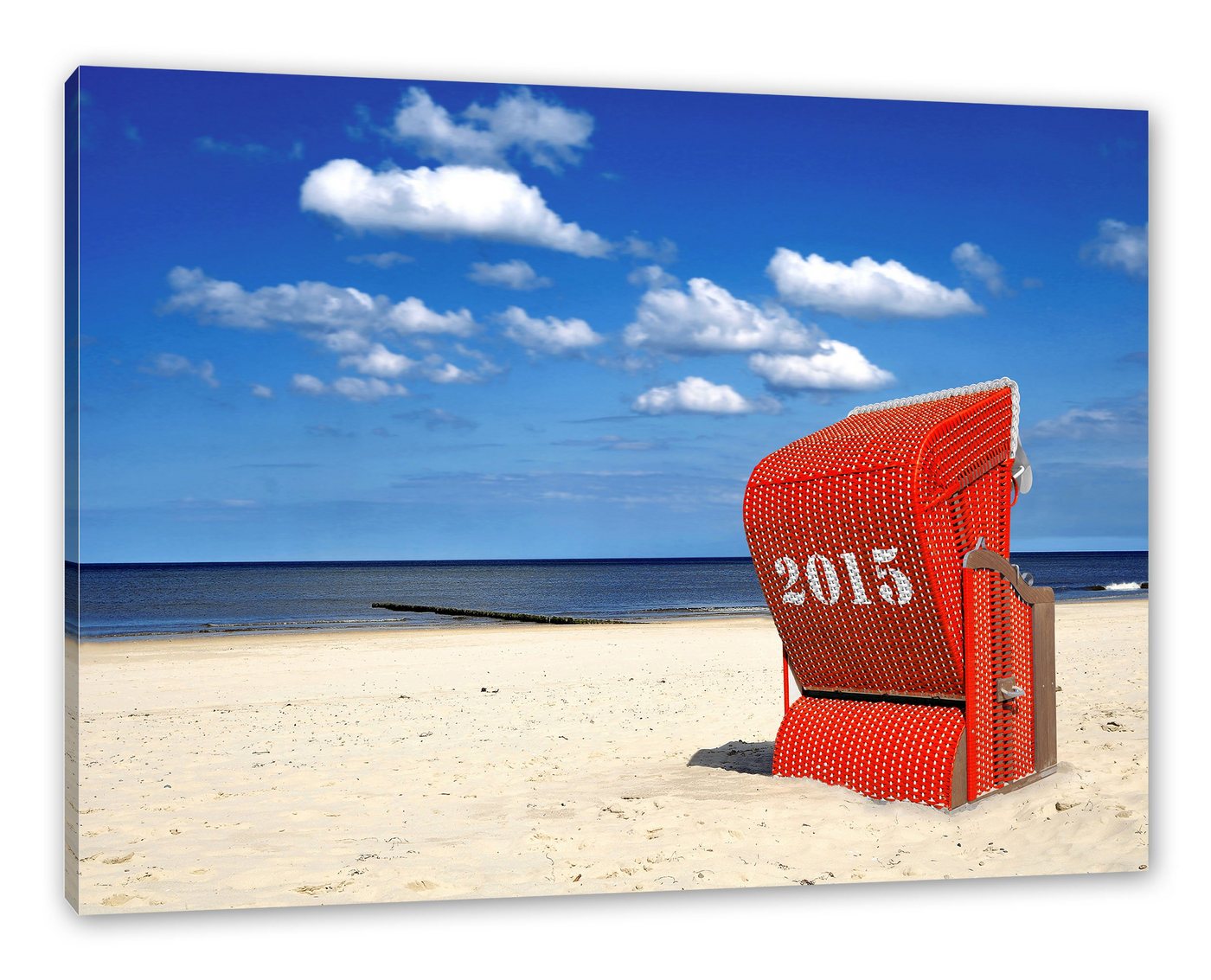 Pixxprint Leinwandbild Strandkorb an der Nordsee, Strandkorb an der Nordsee (1 St), Leinwandbild fertig bespannt, inkl. Zackenaufhänger von Pixxprint