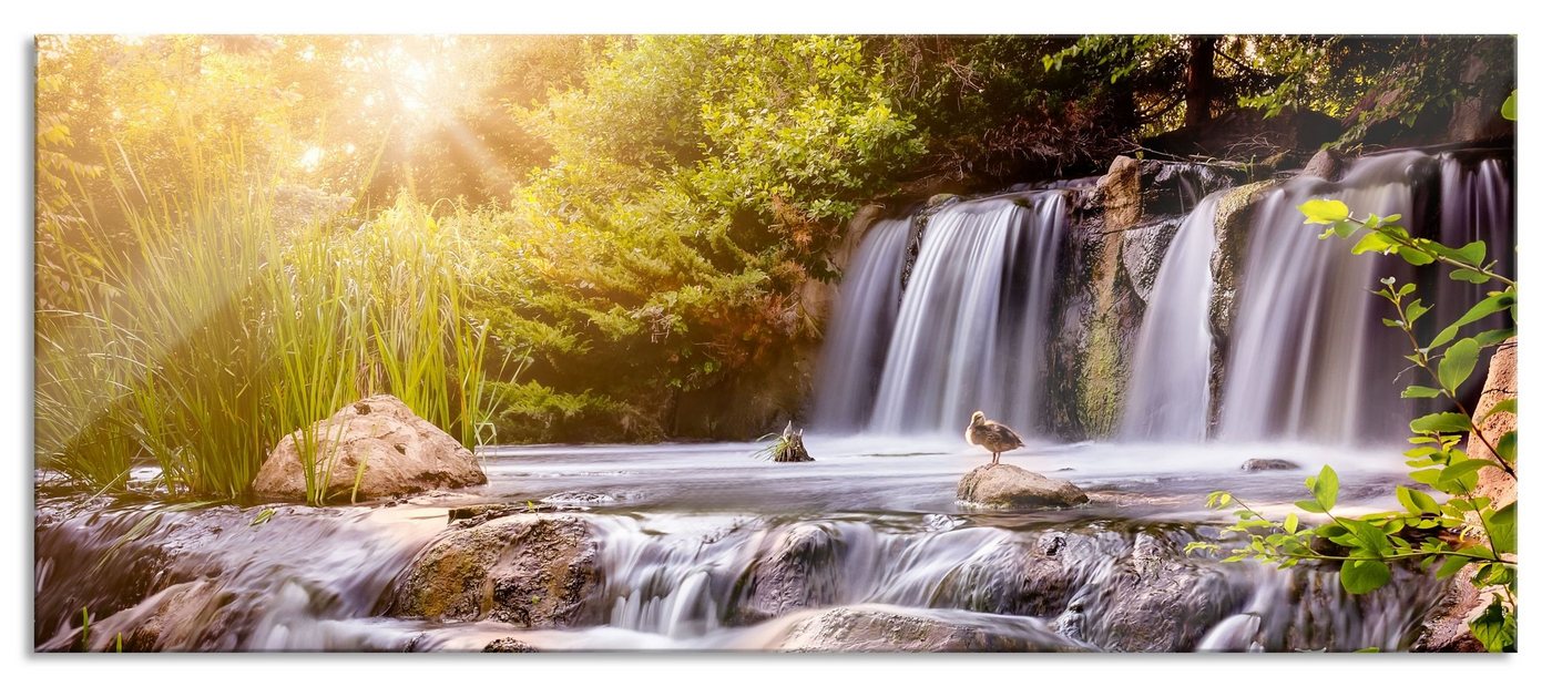 Pixxprint Glasbild Wasserfall, Wasserfall (1 St), Glasbild aus Echtglas, inkl. Aufhängungen und Abstandshalter von Pixxprint