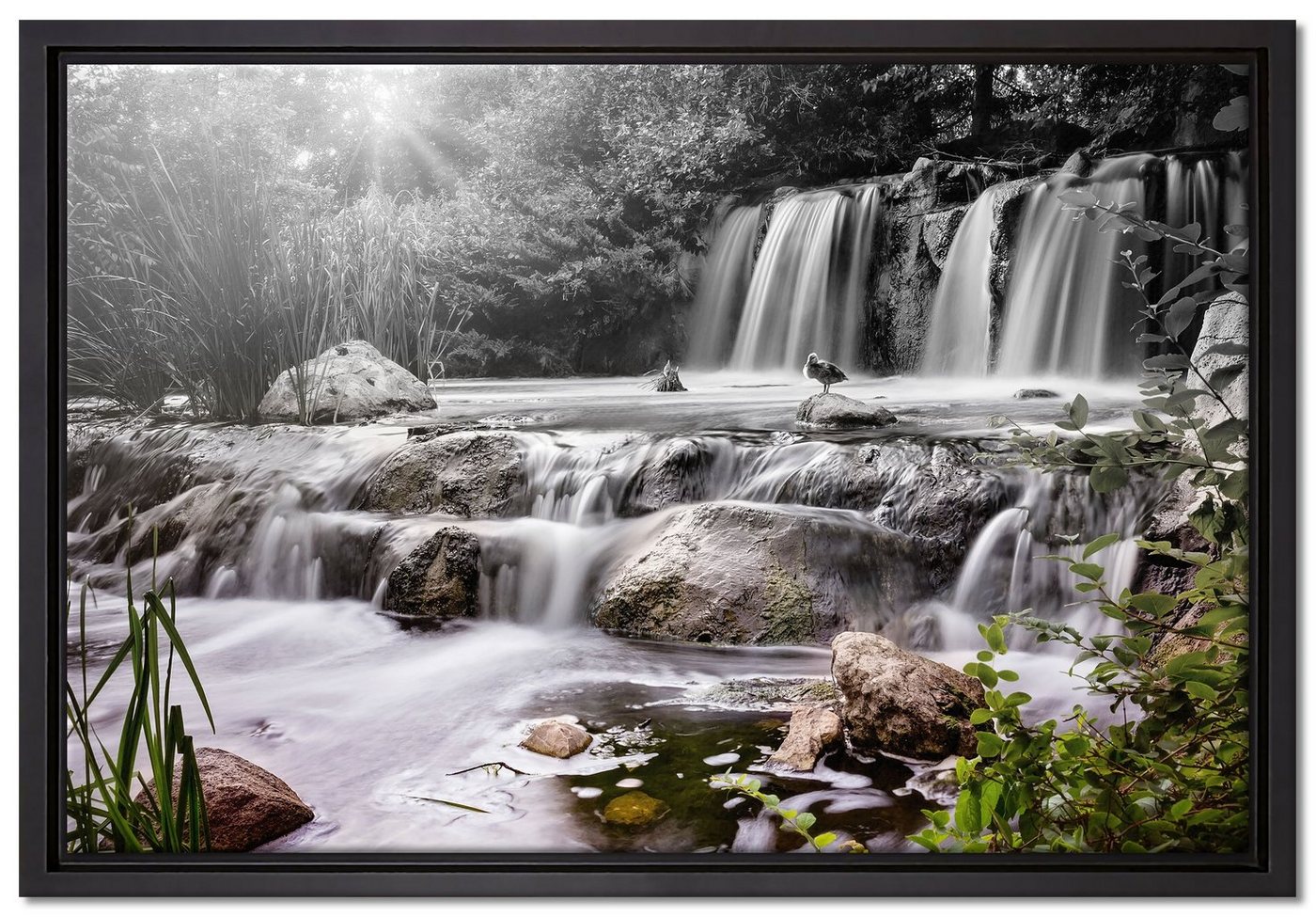 Pixxprint Leinwandbild Wasserfall, Wanddekoration (1 St), Leinwandbild fertig bespannt, in einem Schattenfugen-Bilderrahmen gefasst, inkl. Zackenaufhänger von Pixxprint
