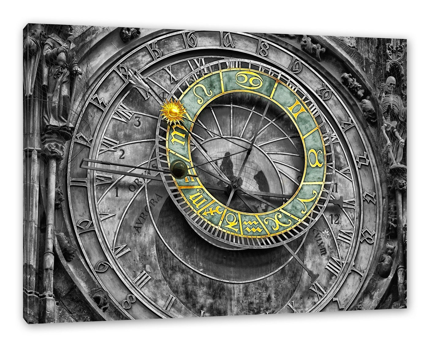 Pixxprint Leinwandbild atronomische Uhr in Prag, atronomische Uhr in Prag (1 St), Leinwandbild fertig bespannt, inkl. Zackenaufhänger von Pixxprint