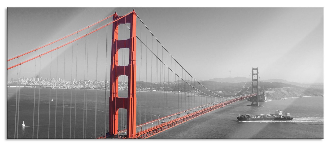 Pixxprint Glasbild eindrucksvolle Golden Gate Bridge, eindrucksvolle Golden Gate Bridge (1 St), Glasbild aus Echtglas, inkl. Aufhängungen und Abstandshalter von Pixxprint