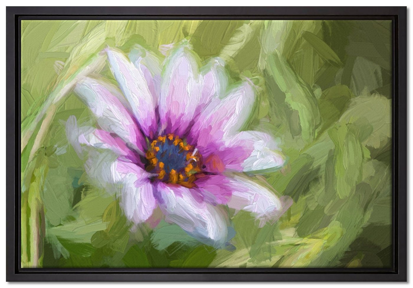 Pixxprint Leinwandbild lilane Blume in der Natur Kunst, Wanddekoration (1 St), Leinwandbild fertig bespannt, in einem Schattenfugen-Bilderrahmen gefasst, inkl. Zackenaufhänger von Pixxprint