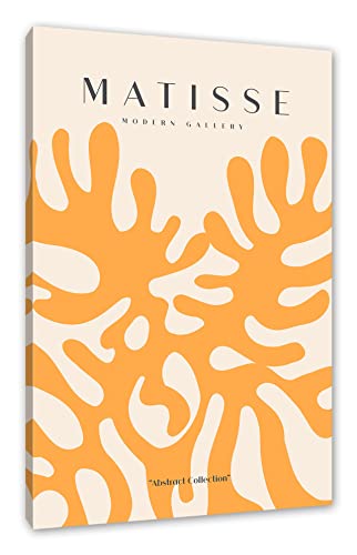 Pixxprint Matisse Modern Gallery - Korallen Orange als Leinwandbild | Größe: 120x80 cm | Wandbild | Kunstdruck | fertig bespannt von Pixxprint