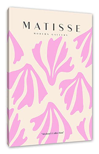 Pixxprint Matisse Modern Gallery - Korallen Rosa als Leinwandbild | Größe: 80x60 cm | Wandbild | Kunstdruck | fertig bespannt von Pixxprint