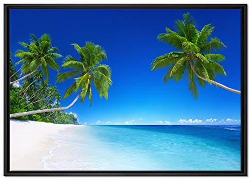 Pixxprint Palmen über dem Meer Leinwandbild 100x70 cm im Bilderahmen, Wandbild, Schattenfugenrahmen, Kein Poster Pixxprint Palmen über dem Meer Leinwandbild 100x70 cm im Bilderahmen, Wandbild, Schattenfugenrahmen, Kein Poster von Pixxprint