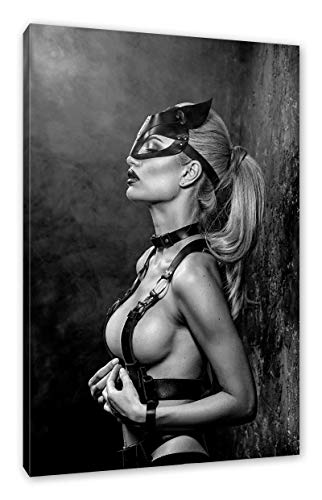 Pixxprint Sexy Blondine in Leder im Rotlicht, Monochrome, Größe: 60x40cm, Leinwandbild, fertig gespannt, Wandbild, Dekoration, Kunstdruck, kein Poster Pixxprint Sexy Blondine in Leder im Rotlicht, Monochrome, Größe: 60x40cm, Leinwandbild, fertig gespannt, Wandbild, Dekoration, Kunstdruck, kein Poster von Pixxprint