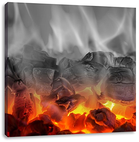 Pixxprint brennende Holzkohle in Kamin schwarz, weiß, Größe: 60x60, Leinwandbild Quadratisch, Wandbild, Kunstdruck, fertig bespannt Pixxprint brennende Holzkohle in Kamin schwarz, weiß, Größe: 60x60, Leinwandbild Quadratisch, Wandbild, Kunstdruck, fertig bespannt von Pixxprint