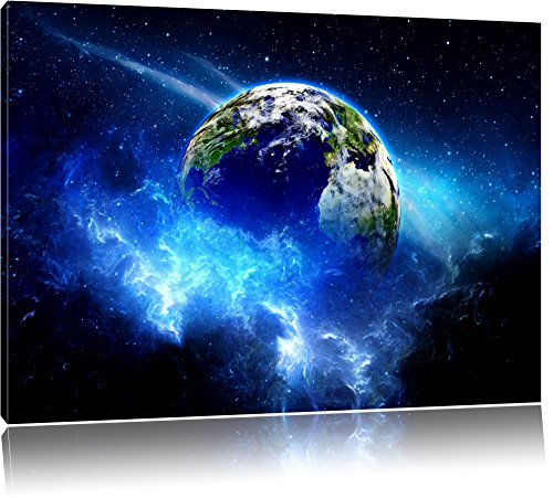Pixxprint Planet Erde Format: 100x70 auf Leinwand, XXL riesige Bilder fertig gerahmt mit Keilrahmen, Kunstdruck auf Wandbild mit Rahmen, günstiger als Gemälde oder Ölbild, kein Poster oder Plakat von Pixxprint