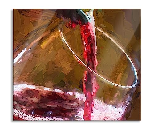 Rotwein einschenken Herdabdeckplatte & Spritzschutz aus Echtglas | Für Herd-Kochfelder | 60x52 cm von Pixxprint