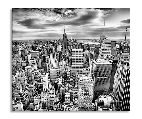 Skyline von New York Herdabdeckplatte & Spritzschutz aus Echtglas | Für Herd-Kochfelder | 60x52 cm von Pixxprint