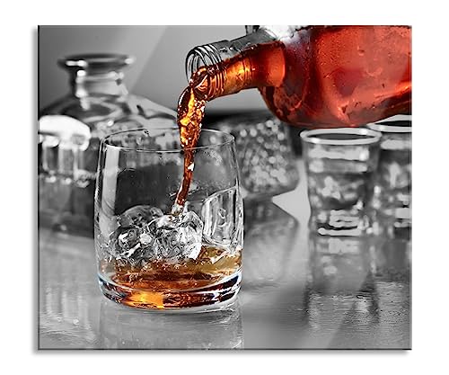 Whiskey im Whiskeyglas Herdabdeckplatte & Spritzschutz aus Echtglas | Für Herd-Kochfelder | 60x52 cm von Pixxprint