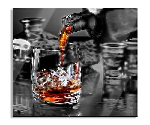 Whiskey im Whiskeyglas Herdabdeckplatte & Spritzschutz aus Echtglas | Für Herd-Kochfelder | 60x52 cm von Pixxprint