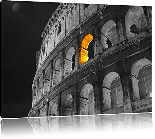 schönes Amphitheater in Rom schwarz/weiß Format: 120x80 auf Leinwand, XXL riesige Bilder fertig gerahmt mit Keilrahmen, Kunstdruck auf Wandbild mit Rahmen, günstiger als Gemälde oder Ölbild, kein Poster oder Plakat von Pixxprint