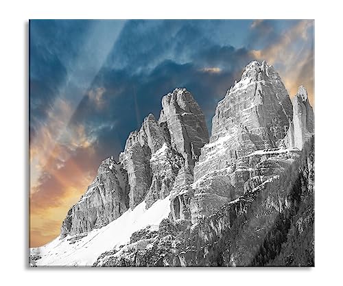 wunderschöne Bergkette Herdabdeckplatte & Spritzschutz aus Echtglas | Für Herd-Kochfelder | 60x52 cm von Pixxprint