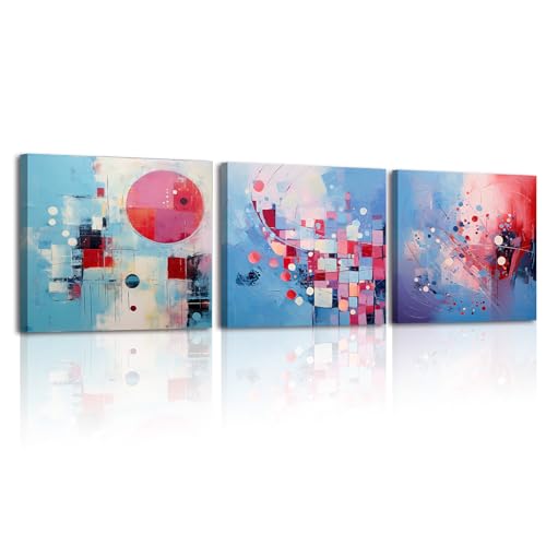 Piy Painting Abstraktes Gemälde Auf Leinwand, Abstraktes Leinwandbild, Rosa Blau Leinwand Wandbilder, Leicht Zu Hängen Für Schlafzimmer Wohnzimmer Büro Eingang Flur Yoga Studio, 3 Paneele 30x30 cm Piy Painting Abstraktes Gemälde Auf Leinwand, Abstraktes Leinwandbild, Rosa Blau Leinwand Wandbilder, Leicht Zu Hängen Für Schlafzimmer Wohnzimmer Büro Eingang Flur Yoga Studio, 3 Paneele 30x30 cm von Piy Painting