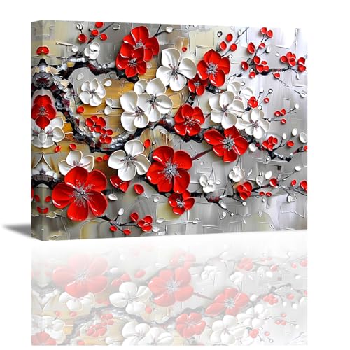 Piy Painting Bild auf Leinwand, Pflaume Leinwandbild, Bilder von Blumen werden auf Leinwand gedruckt, Rotes Florales Wandbild für Home Wanddeko für Geburtstagsgeschenk 40x30cm, Eingebauter Holzrahmen Piy Painting Bild auf Leinwand, Pflaume Leinwandbild, Bilder von Blumen werden auf Leinwand gedruckt, Rotes Florales Wandbild für Home Wanddeko für Geburtstagsgeschenk 40x30cm, Eingebauter Holzrahmen von Piy Painting